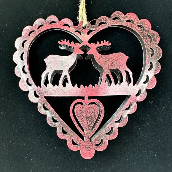 Christmas Ornaments Handmade Holiday Alpine Lodge Set Of 3 Rustic Deer Tree NEW - Picture 8 of 14